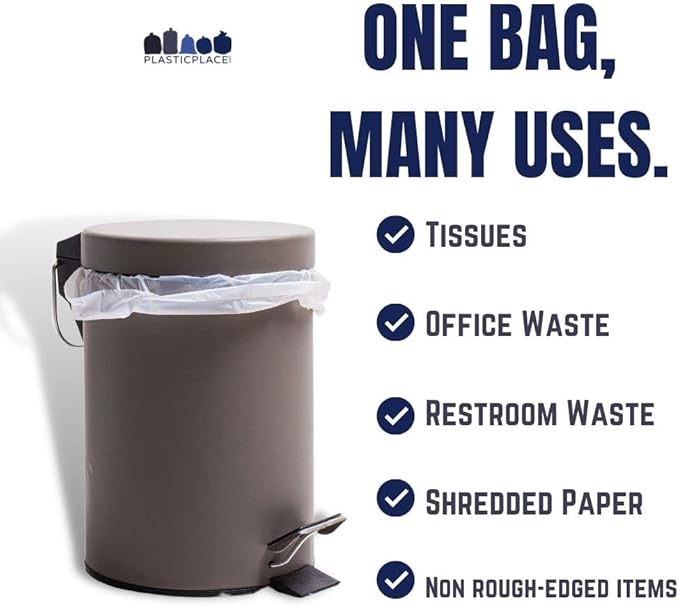 Plasticplace 12-16 Gallon Trash Bags Clear High Density Garbage Bags Liners 24 x 33 (1000 Count) Leak-Proof Durable Offices Schools Cleaning Services Trashbags Heavy Duty Can Liner 8 Microns