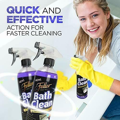 Fuller Brush Bath Clean – 24 oz Bathroom Cleaner Bottle with Spray– Dissolves Soap Scum Hard Water Stains &amp Mineral Build-Up – For Sinks Showers &amp Tubs – Pack of 1