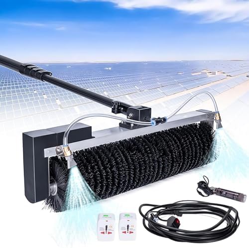 Glass Cleaning Brush Home Water Fed Telescopic Pole Kit Solar Panel Brush Rotating for Photovoltaic PanelTelescopic Rod Cleaning Machine for Solar Panels and Windows Electric Roller Brush