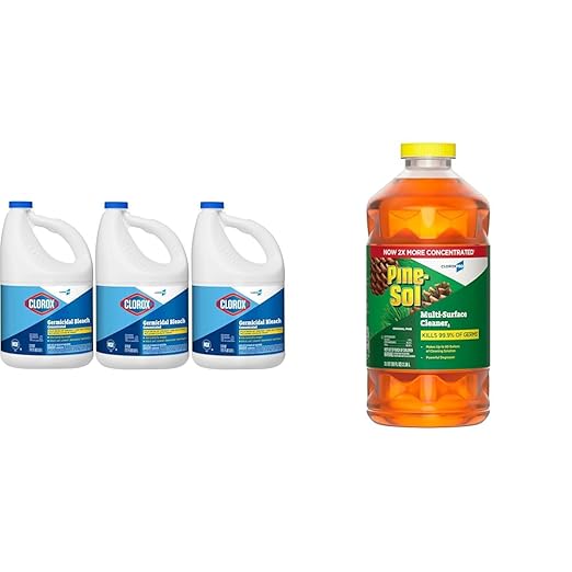 CloroxPro Clorox Germicidal Bleach 121 Oz Pack of 3 and Pine-Sol Multi-Surface All-Purpose Cleaner 2x Concentrated Formula Original Pine 80 Fl Oz (Package May Vary)