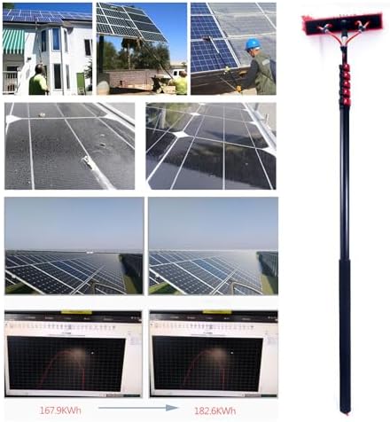 Glass Cleaning Brush Household Water Supply Telescopic Pole Kit Solar Panel Rotating Brush Solar Photovoltaic PanelsTelescopic Solar Panel Cleaning Brush - 5.4m High Pol
