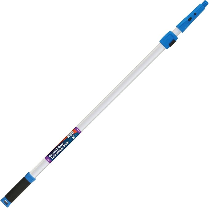 Unger Professional Connect &amp Clean 3’-6’ Aluminum Telescopic Extension Pole with Locking Cone &amp Quick-Flip Clamp – Compatible with Cleaning Tool Attachments Window Cleaning &amp Dusting Tool
