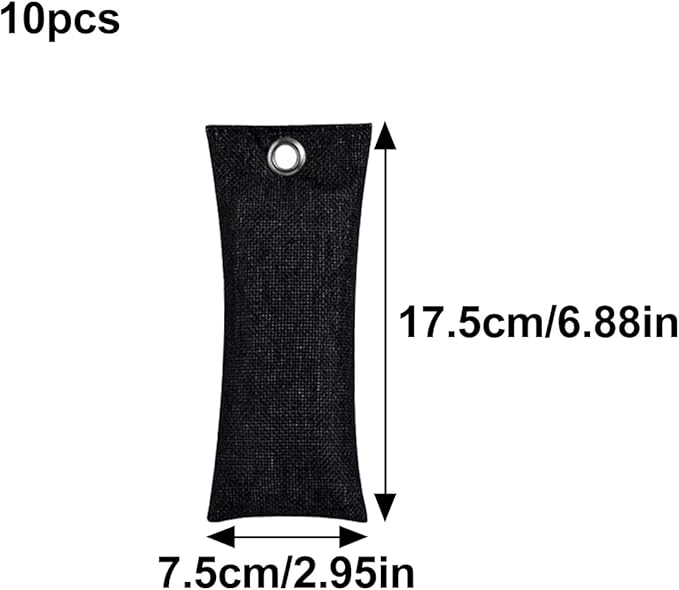 10PCS Activated Bamboo Charcoal Air Purifying Bag Air Freshener Bag Moisture Absorber for Refrigerator Home Car Black