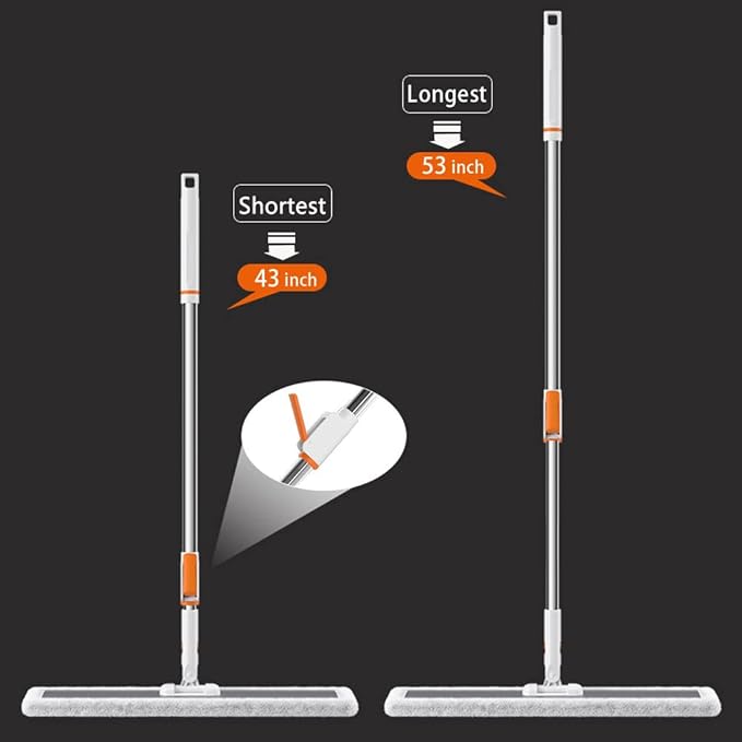 32-Inch Microfiber Flat Mop for Floor Cleaning - Commercial Wide Mop with 360° Rotation Stainless Steel Handle &amp 4 Reusable Washable Pads - for Hardwood Laminate Tile Dust and Wet Mopping