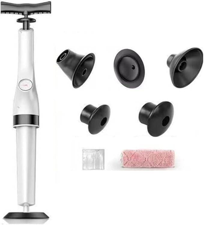 Toilet Plunger Toilet Clog Remover with Replaceable Plug Cordless Manual Toilet Clog Remover High Pressure Air Plunger with Visual Pressure Gauge Suitable for Dredging Pipes