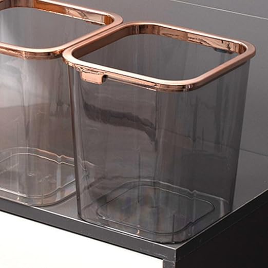 Kichvoe Portable Transparent Trash Waste Bin for Home Office Simple Design for Bedroom Kitchen Rubbish Container for Organization
