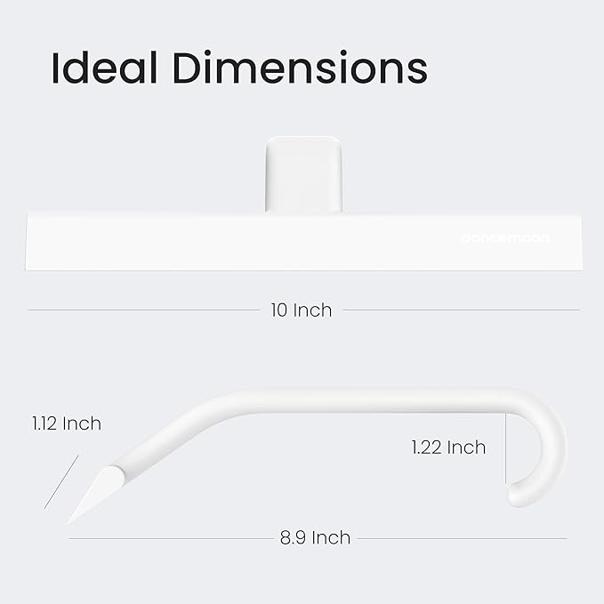 dancemoon JustHang Shower Squeegee for Glass Doors All-in-One Piece Silicone Squeegee with Built-in Hook for Bathroom Window Mirror Tile Wall Car Streak-Free Bathroom Cleaner Tool10 Inch White