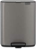 Brabantia Bo Small Step-On Trash Can | 3.2 Gal / 12L | Platinum | Light-Pedal Soft-Close Bedroom Bathroom Nursery Trash Can Removable Inner Bucket Non-Slip Base | + Trash Bags