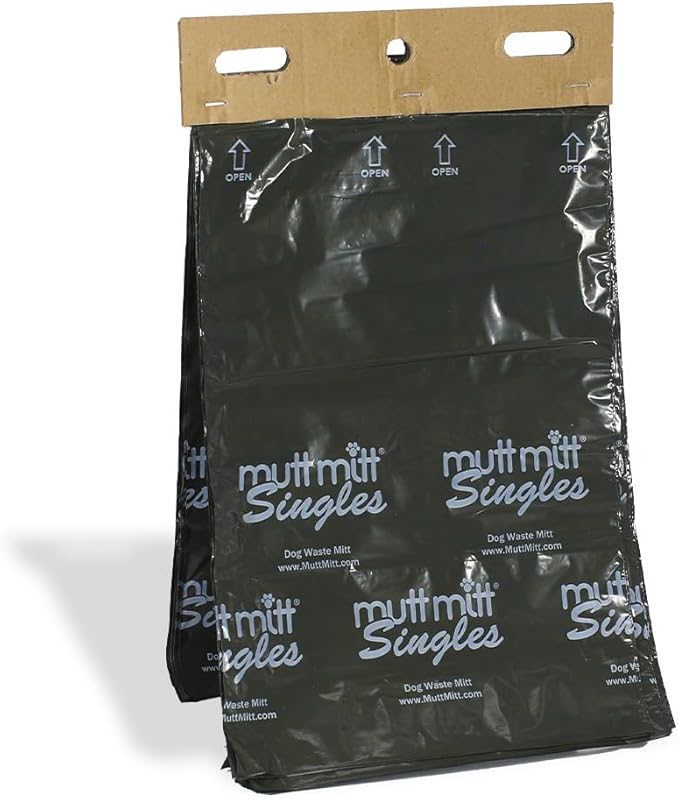 Mutt Mitt® Singles Dog Waste Header Bags - 500 Bags perfect for 1 Dog Waste Station - Single-Ply thick bag with a bottom gusset for safer easier pick-up