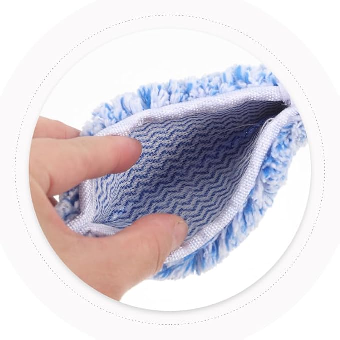 OUNONA Replacement Window Scrubber Pads 4-Pack Reusable Microfiber Cleaning Sleeves for Glass Windows Bathroom Mirrors and Tabletops 14.17X2.75X2.75 Inches