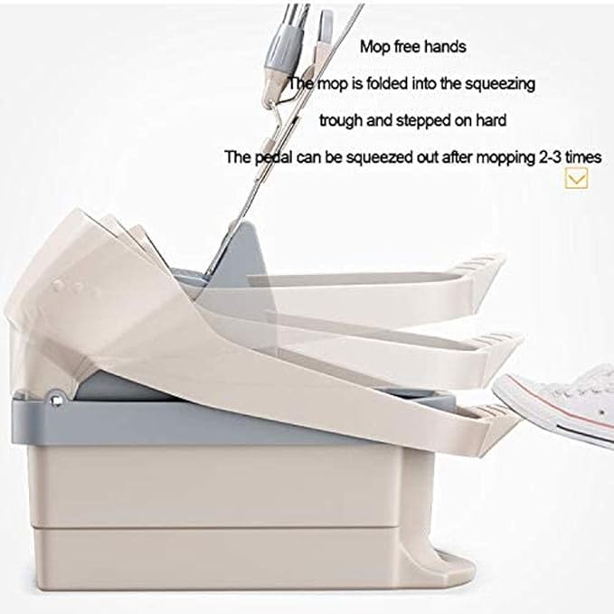 Gray Floor Mop  Professional Flat Squeeze Pads for Wet Dry Cleaning Stainless Steel Handle and 360 Degree Swivel