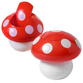 Luxshiny 2Pcs Cute Mushroom Desktop Trash Can Litter Bin with Lid Space Saving Wastebasket for Office Kitchen Bedroom Easy to Clean No Odor Home Decor