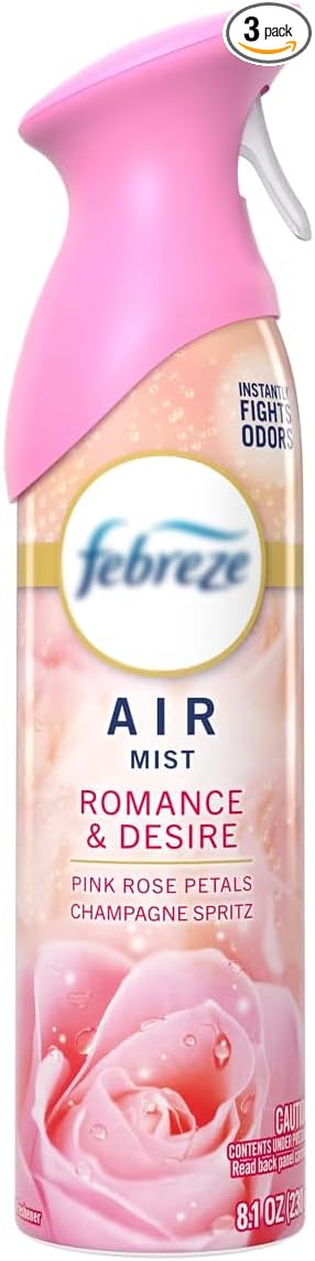 F.e.b.r.e.z.e Air Freshener -AIR MIST Romance and Desire - 3 Ct 8.1 Fl oz (Pink Rose Petals)