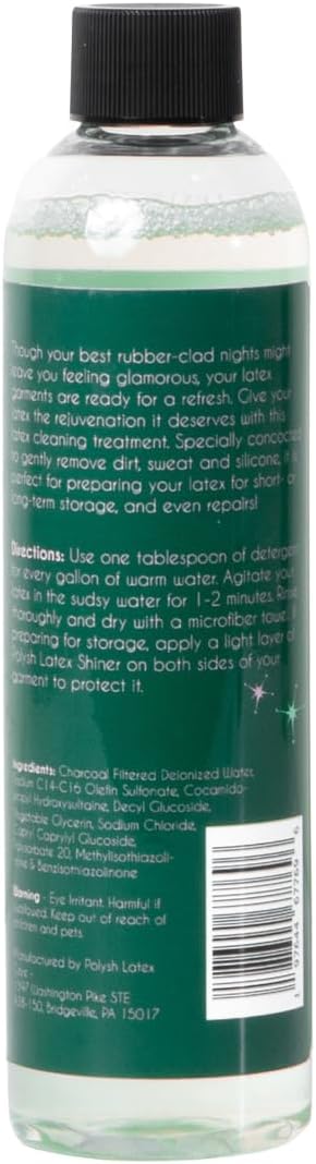 Latex Cleaner - 8 Fl Oz - Gentle Plant-Based Cleaner for Latex Clothing - 100% Safe for Latex and Rubber