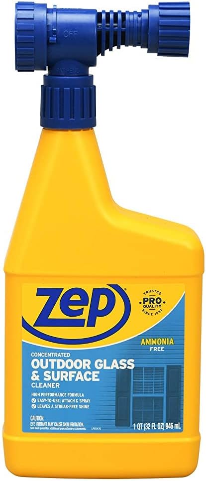 Zep Hose End Outdoor Glass and Surface Cleaner - 32 oz (Case of 6) - U49910 - Easy-To-Use Attach and Spray for A Streak-Free Shine