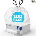 Regular-Duty 13 Gallon Drawstring Kitchen Trash Bags White Garbage Bags 24 x 28 100 Count