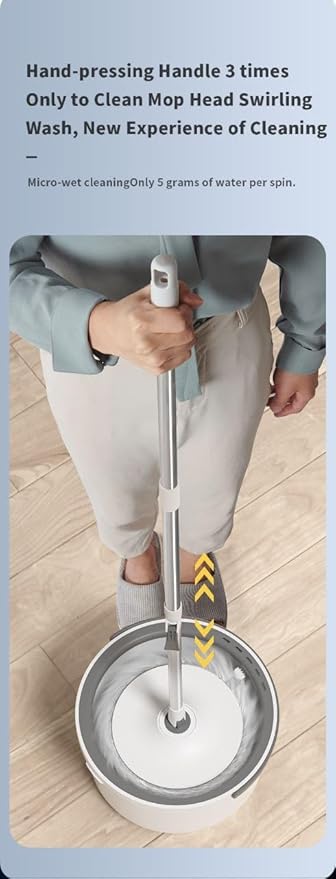 Innovative Floor Mop with Dual Water Tank System 180-Degree Flexible Head White and Gray Deep Cleaning for Hard