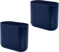 iDesign Small Slim Plastic Bathroom Trash Can Garbage Can for Bedroom Office Desk Dorm 2-Pack Navy Blue