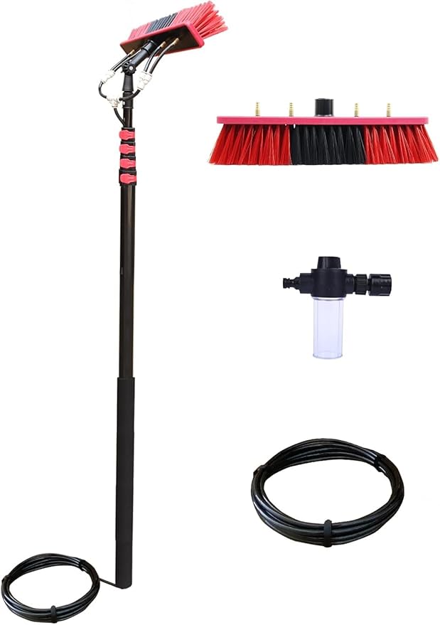 Extendable 3.6-6M Window Cleaning Pole with 35cm Water Fed Brush Telescopic Solar Panel Cleaner Kit for Conservatory Roofs Efficient Window Washing Equipment