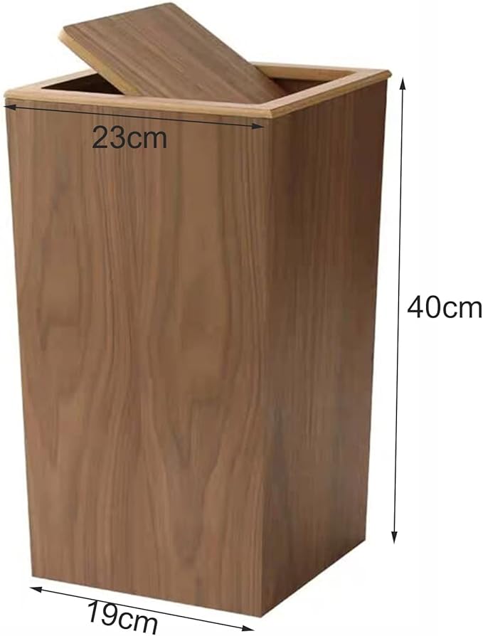 Modern Wooden Trash Can Wastebasket or Recycling Bin for Home or Office Trash Bin with Swing Lid Rubbish Bin