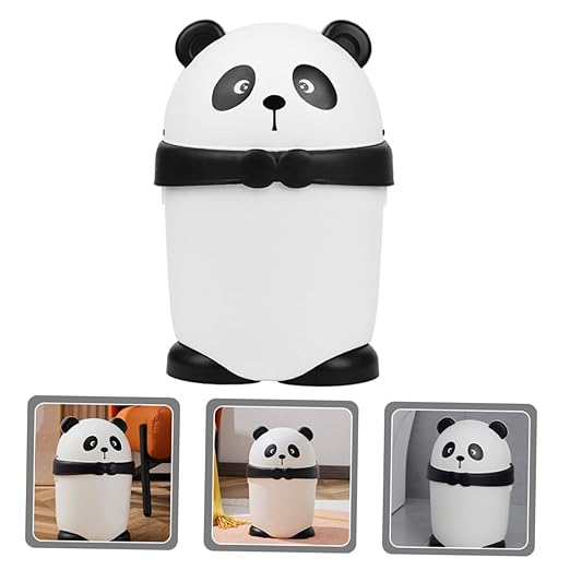 PRETYZOOM Panda Shape Wastebasket Small Trash Can for Kitchen Office Trash Can Style Adorable Design
