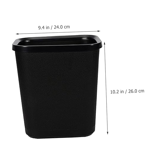 Zerodeko Thickened Plastic Trash Can for Bedroom Bathroom Office Hotel Rectangular Garbage Storage Container Wastebasket Without Lid Fire Resistant Bin for Home and Commercial Use
