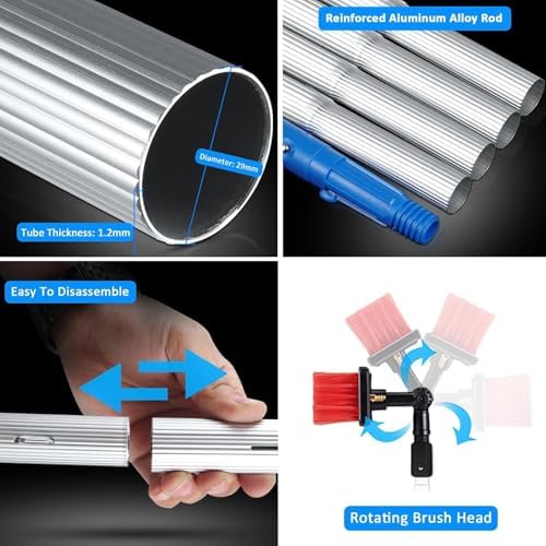 Glass Cleaning Brush Home Water Fed Telescopic Pole Kit Solar Panel Brush Rotating for Photovoltaic Panel12m Telescopic Window Cleaning Pole for Photovoltaic Panel and Solar Panel Cleaning