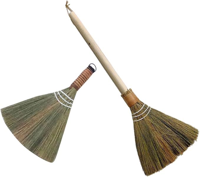 Ciieeo 2pcs Cleaning Broom Portable Tabletop Sweeper Rustic Dustpan Broom for Home Farmhouse Decor Detachable Handle for