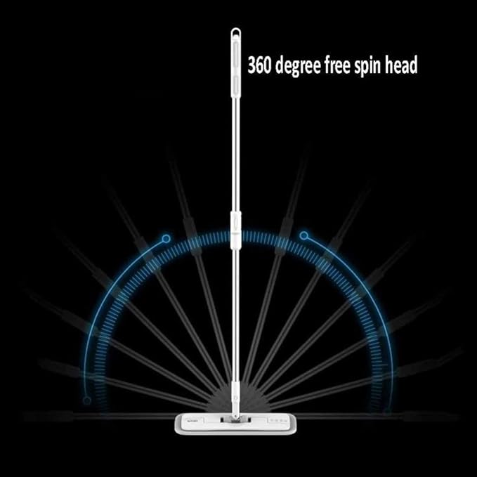 360 Degree Spin Mop with Large Microfiber Pads Flat Floor Telescopic Handle Home Windows Kitchen