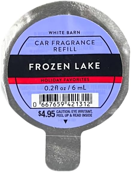 Bath &amp Body Works SNOWFLAKES &amp CASHMERE FROZEN LAKE &amp FRESH BALSAM Car Fragrance Refill 3-Pack – 0.2 fl oz Each – Winter &amp Holiday Scents – Gift set with 20-Inch Metallic Silver Ribbo