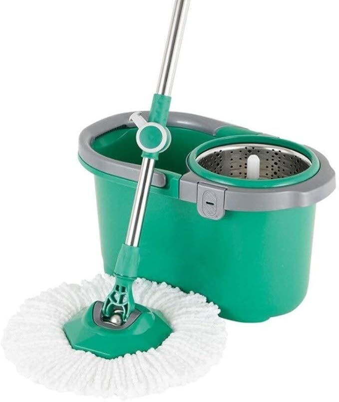 360° Rotating Microfiber Mop Floor Cleaning System with Stainless Steel Rod Washable Pads &amp Durable Bucket for Hardwood Laminate Tile