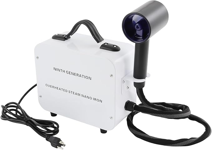 Nano Hair Steamer Machine Handheld Steam Gun with Adjustable Mist Hair Salon Spray Humidifier Tool for Homes Beauty Hospitals Offices Pet Stores 11.83oz Tank Negative Ion Blue Light