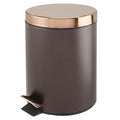 mDesign Pedal Bin - Metal Waste Bin with Pedal Lid and Plastic Bucket Insert - Perfect for Bathroom Kitchen and Office - Ergonomic Design - Bronze/Rose Gold