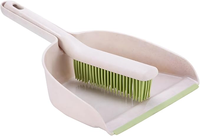 Hand Broom and Dustpan Set Small Rubber Portable Brush Desk Cleaner
