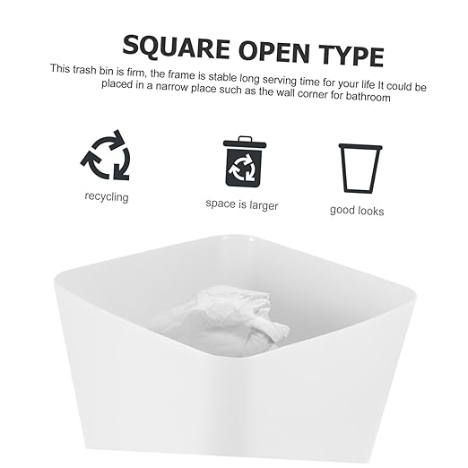 ABOOFAN Square Trash Can Home Office Bedroom Kitchen Easy Clean Plastic Waste Basket