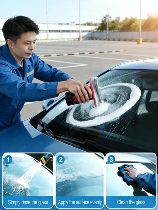 Handheld Glass Oil-Film Remover Emulsion Cleaner Glass Cleaning Board Improve Windshield Clarity Multifunctional Oil Film Remover with Micro Fiber Cloth (5pcs)
