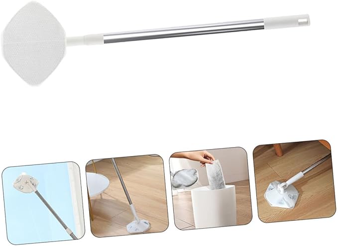 Rotatable Dust Mop with Electrostatic Triangle Mop Head No-wash Floor Sweeper Set Including Dry Cleaning for Home Dust Removal and Desktop Cleaning
