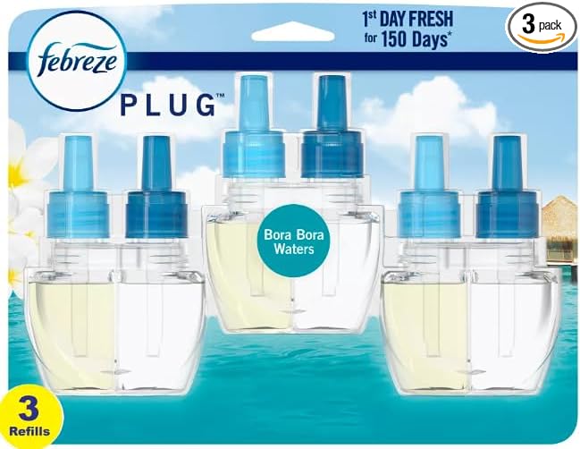Generic Odor-Fighting Fade Defy PLUG Air Freshener Refill (3) .87 fl. oz. Oil Refills (Bora Bora)