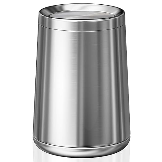 10L / 2.6Gal Small Stainless Steel Sliver Trash CanMetal Bathroom Garbage can with LidModern Home Décor Wastebasket with Flipping Lid Garbage Can for KitchenBathroomLiving Room(Silver)