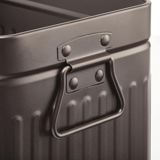 mDesign Decorative Retro Vintage Farmhouse Rectangle Metal Small Trash Can Wastebasket Garbage Container Bin with Handles for Bathrooms Powder Rooms Kitchens - Oscar Collection Bronze