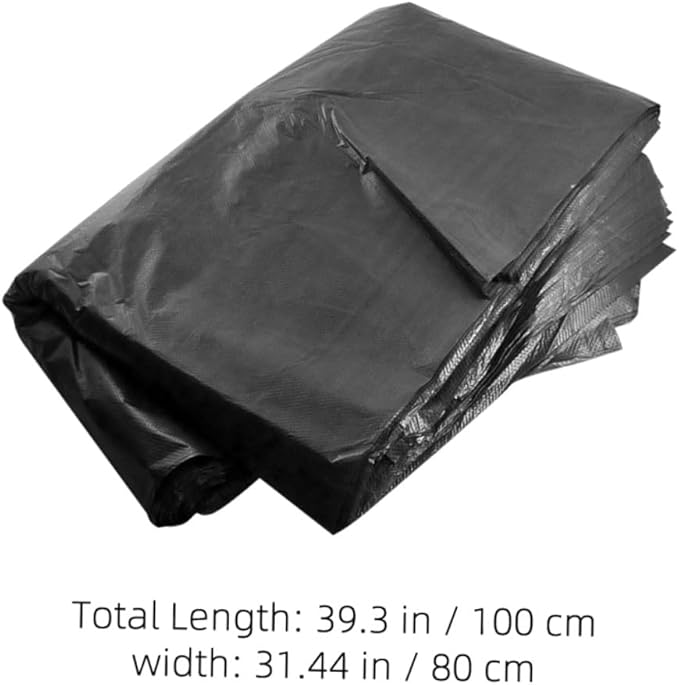 50pcs Large Garbage Bags Heavy Duty Contractor Trash Bags 80x100cm Black Commercial Kitchen Trash Can Liners for Outdoor Gardening and Property Maintenance