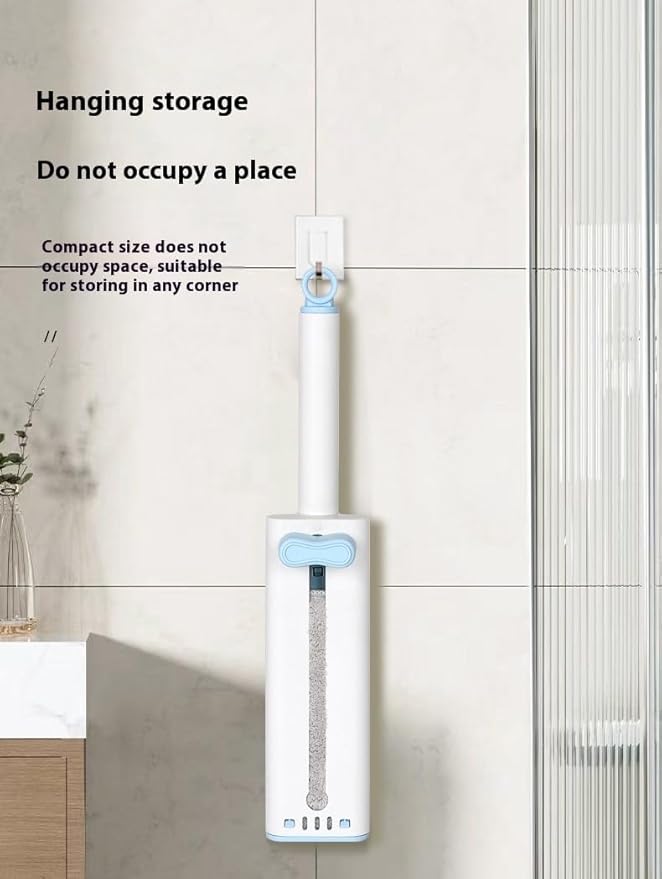 Hands-Free Mini Mop for Home CleaningWet/Dry Use Effortless Cleaning  for Kitchen/Living Room/Sofa/Bathroom/Vehicle Windows/Glass/Tight Corners  5 Microfiber Pads + 1 Squeeze Handle (Blue)