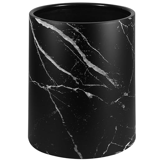 BESTOYARD Marble Trash Can 8L Round Garbage Bin Double Layer Waste Basket Container for Bathrooms Kitchens Home Office Hotel A 23.40X19.50X19.50CM Black 5409YN38PIPAB