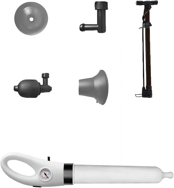 Declogger Toilet Drain Cleaner High Pressure Air Plunger with 3 Nozzles for Sink Bathtubs Pipe Clogs