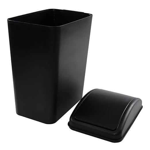 4.5 Gallon Swing Top Trash Bin Plastic Garbage Can with Lid Black 3 Pack