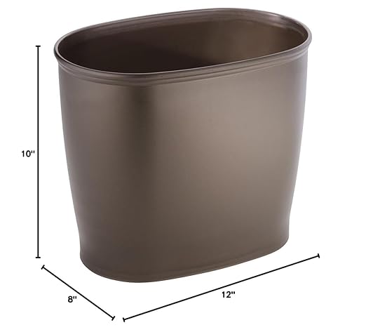 iDesign Slim Plastic Bathroom Trash Can Small Garbage Bin for Bedroom Office Desk Dorm Bronze (Pack of 2)