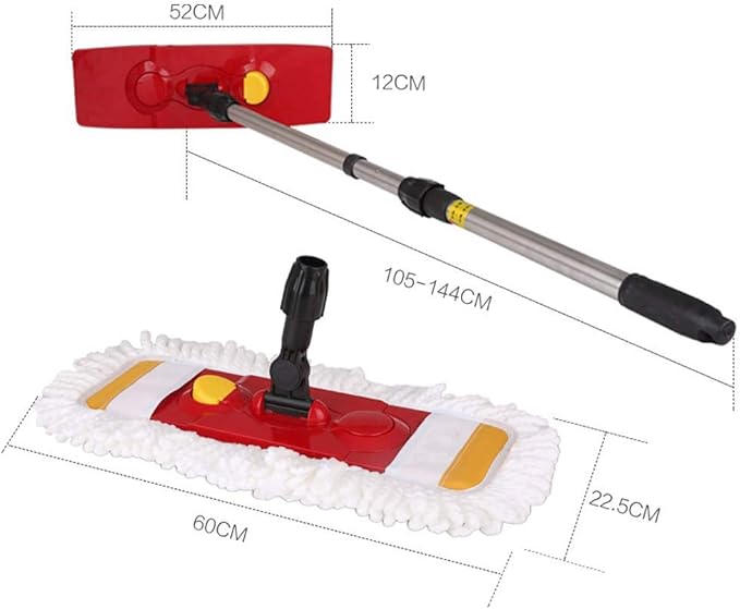 Mop - Microfiber Flat Mop Aluminum Plate Stainless Steel Handle with Extension Reusable Mop Pads