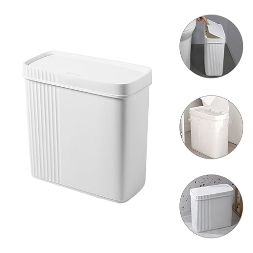 Trash Can with Lid Large Capacity Plastic Household Garbage Container for Bedroom Bathroom Office Wastebasket