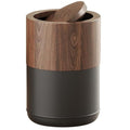 15L/4GAL Modern Metal Waste Bin with Realistic Wood TextureBuilt-in Bag HolderSwing Lid Trash Bin for BathroomHomeOfficeLiving Room (4gal Swing lid)