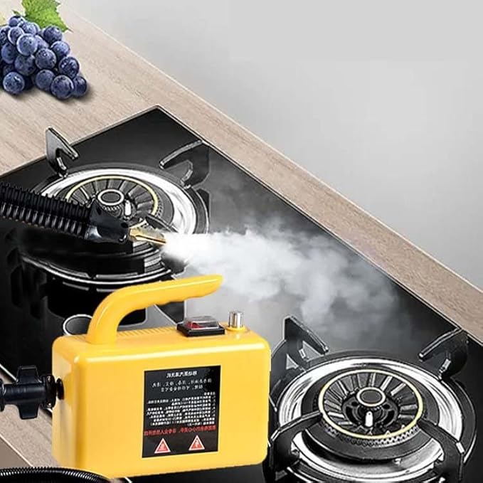 Portable Steam Cleaner2600 Watt Handheld High Temperature Portable CleanerTankless and Heavy Duty Home Grout Tile Car Detail Kitchen Bathroom (BlackYellow)Black-110V
